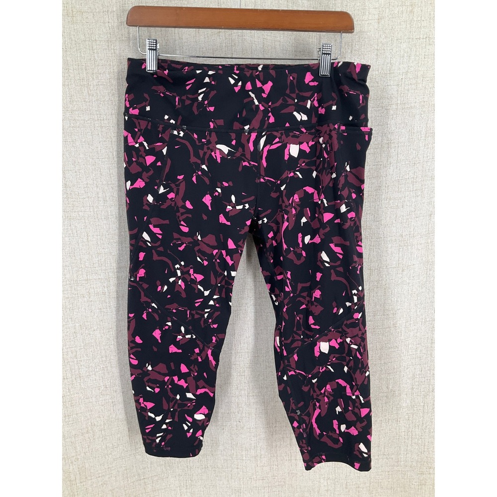 Sweaty Betty Power Leggings Womens 14 XL Pink Abstract Crop Pocket Workout Gym